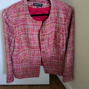 Jones New York Women's Pink Plaid Jacket